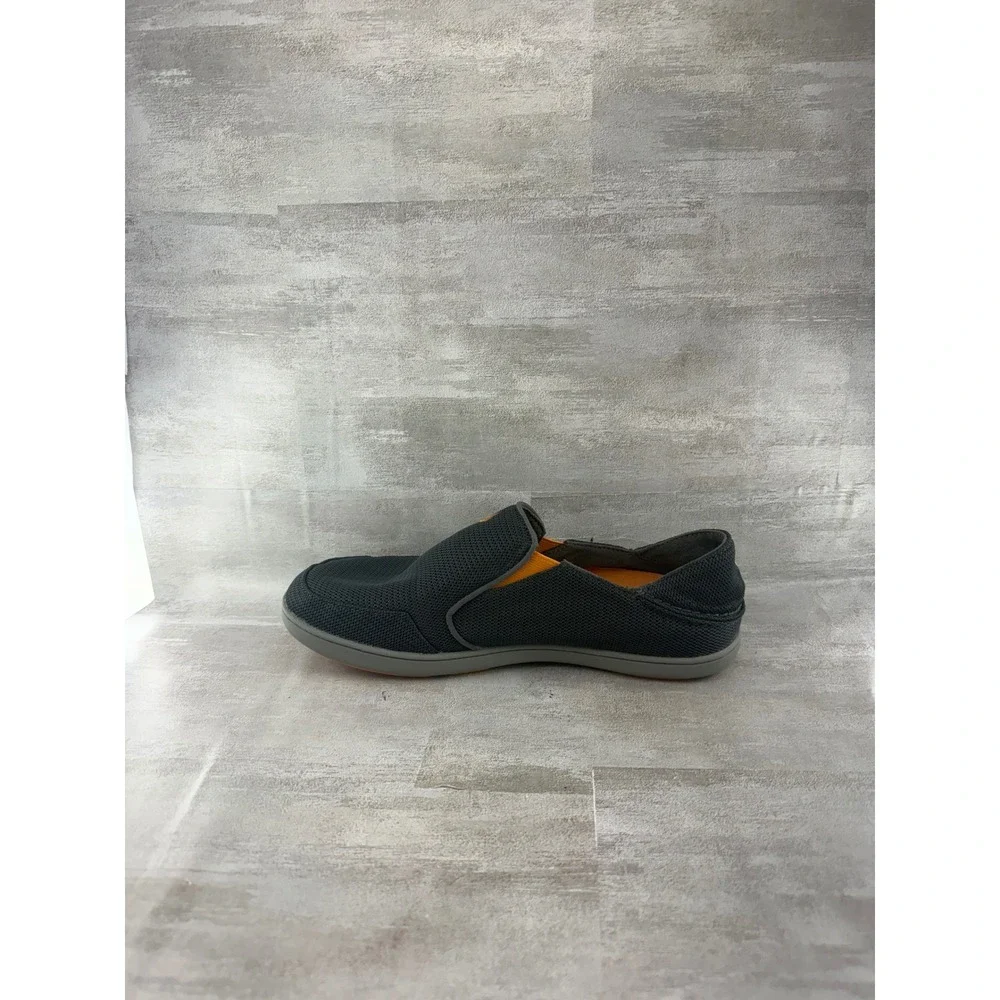 OluKai Nohea Mesh Men Sz 9.5 Grey Orange Slip On Loafers 10188-4242